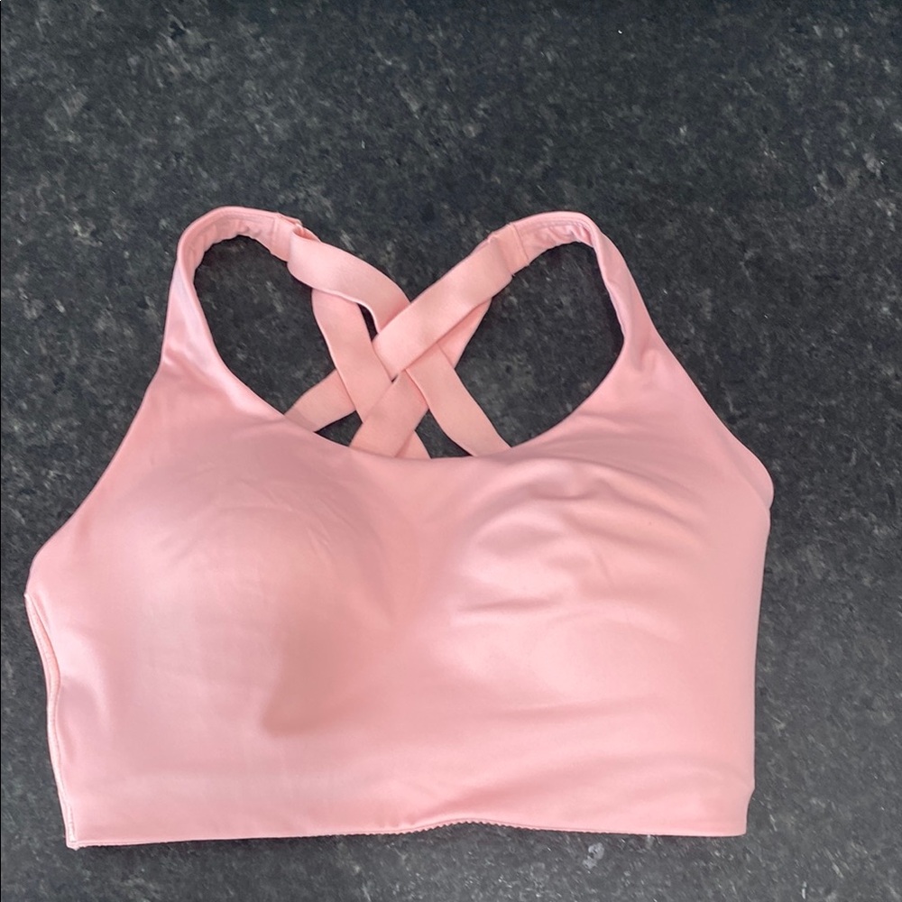 Pink Racerback Sports Bra with Crisscross Straps